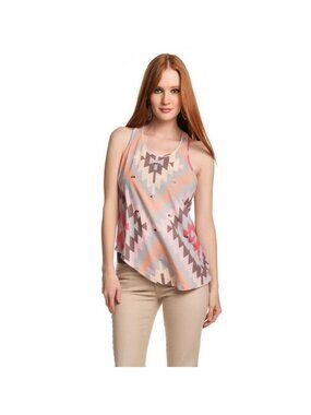 Townsen Navajo Print Racer Back Tank Multi Tribal Top Studded Metal NWT